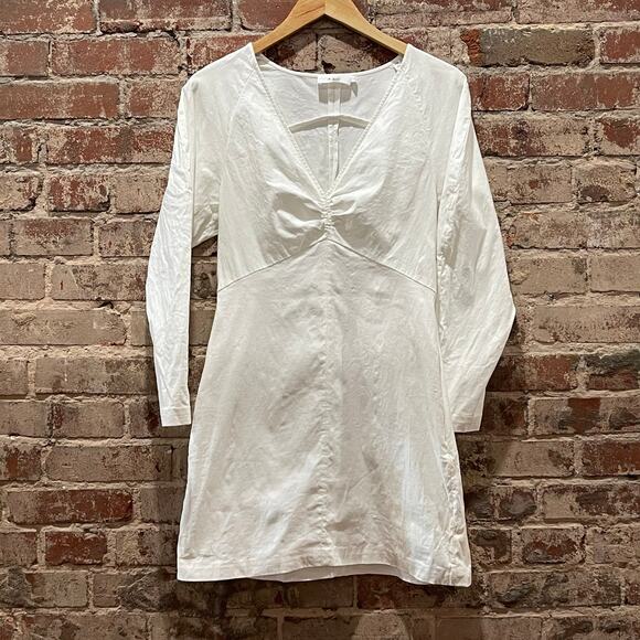 A.L.C. Aila White Long Puff Sleeve Linen Mini Dress Size 8 - Picture 4 of 8
